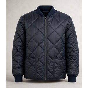Reebok Mens M Quilted Workwear Jacket Navy Bomber Liner Full Zip Casual Coat
